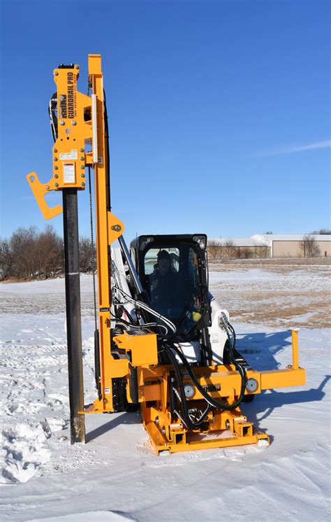 skid steer screw pile attachment|skid steer mounted post pounder.